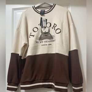 Totoro Women's Cream and Brown Sweater